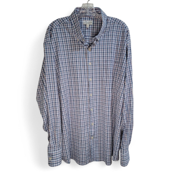 Peter Millar Summer Comfort Men's XXL Blue Plaid Button Down Shirt‎ Long Sleeve - Picture 1 of 7